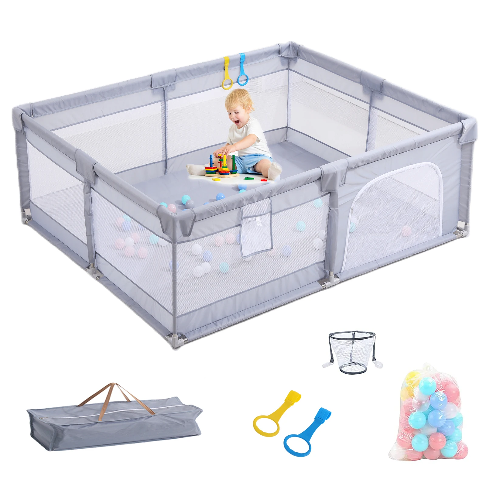 Extra Large Baby Playpen Safety Playard,360 Degree Visible Kids Activity Center Fence for Toddlers Children Kid Baby Playground baby playpen