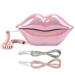 Electroplated Retro Lip Phone - Fashionable Flocking Home Decor Gift (Pink 2)