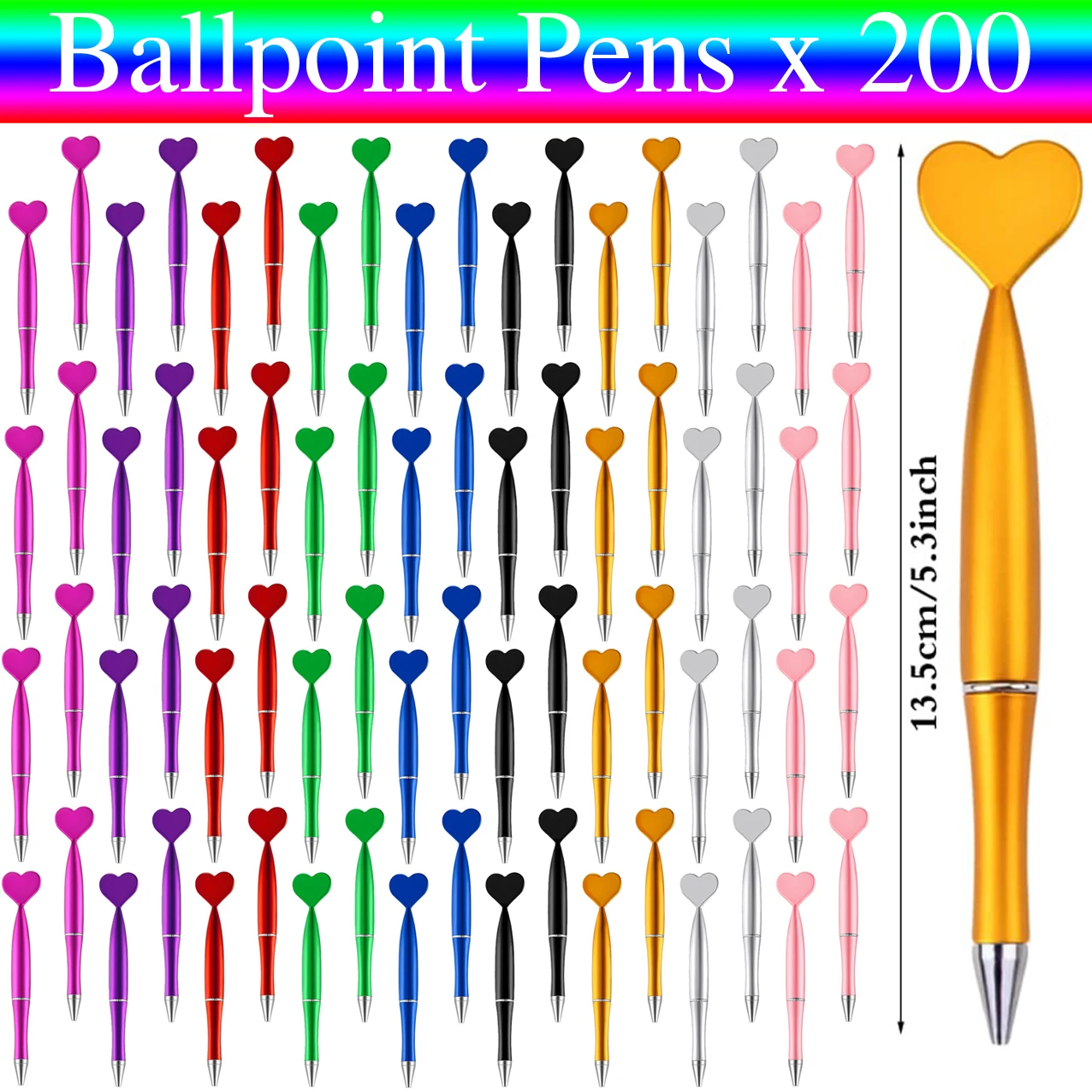

220Pcs Heart Shaped Ballpoint Pens Novelty Gel Ink Pens For Student Teacher Office School Home Supplies Party Favors Gifts