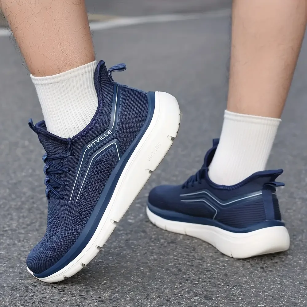 أحذية جري بنعل سميك أحذية رياضية رجالية مبطنة خفيفة الوزن وواسعة مع دعم قوس للأقدام المنتفخة أحذية رياضية خارجية