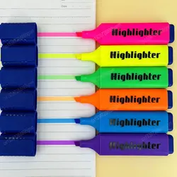 6Pcs Set Candy Color Highlighter 4mm Oblique Tip Art Marker Fluorescent Pen Office School Wrting Drawing Graffiti Stationery