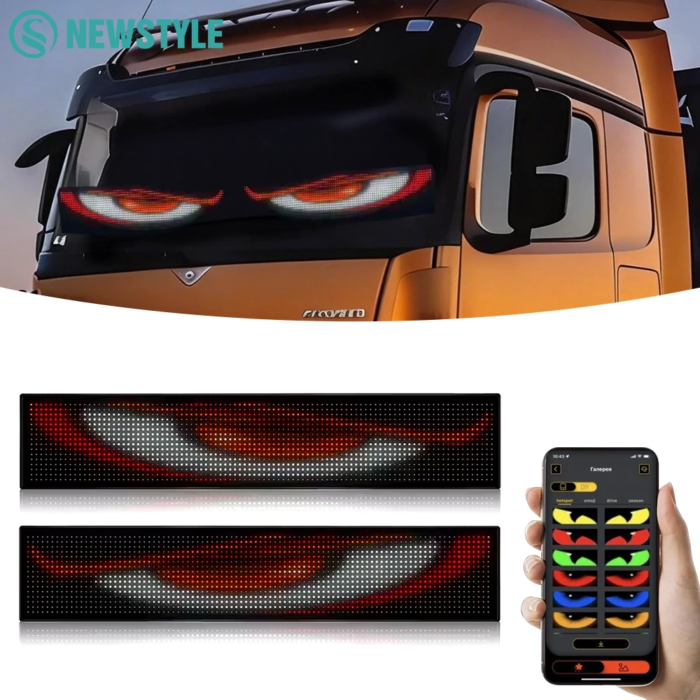 Luces LED para Automóvil con Ojos de Demonio, Dinámicas, Flexibles, Programables, con Control Bluetooth Personalizado, Pantalla LED para Decoración de Automóviles