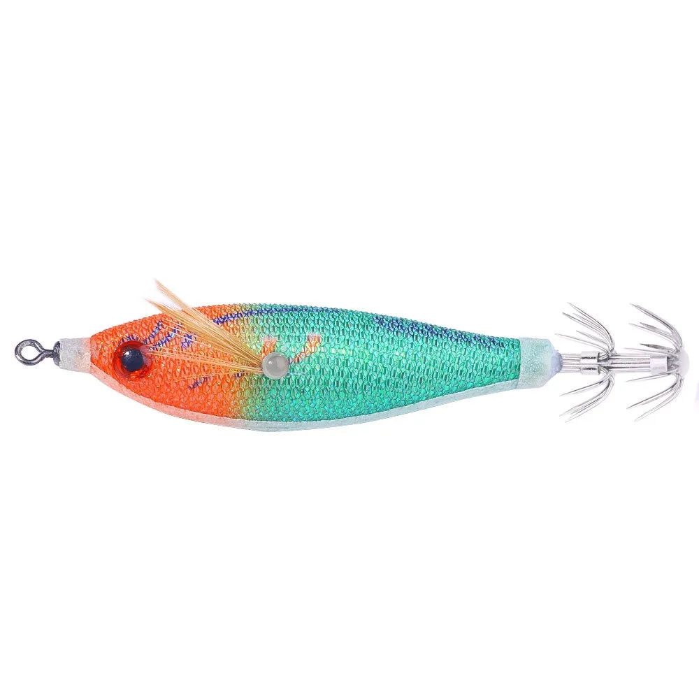 1 Stück Langsam Sinkender Garnelen- und Tintenfisch-Köder 8cm 5,8g Leuchtender Ausbalancierter Garnelen-Köder Beschichteter Jig-Köder Künstlicher Tintenfisch-Köder – Detail 8