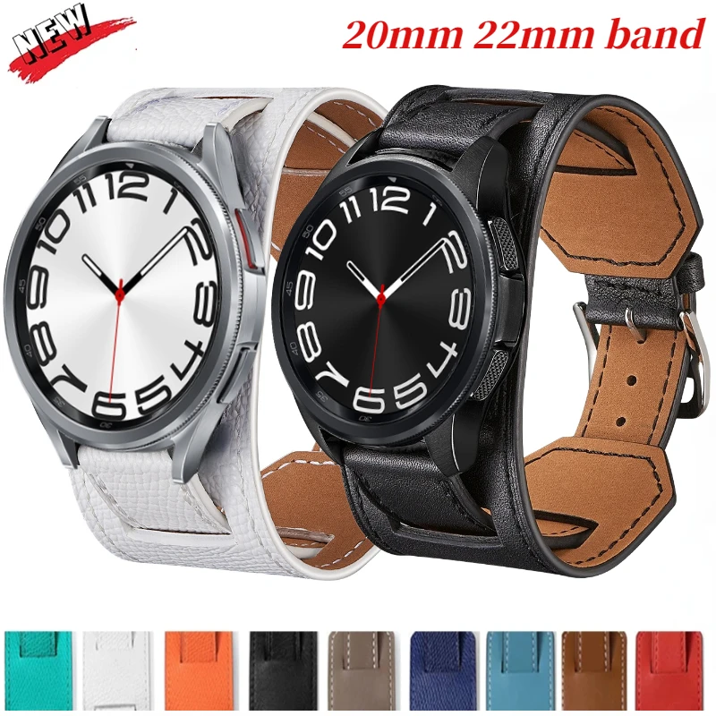 

Ремешок кожаный для Samsung Watch 6 5 4 Gear S3, браслет для Huawei Watch 4/3/Amazfit GTR/GTS 4 Band, 22 мм 20 мм