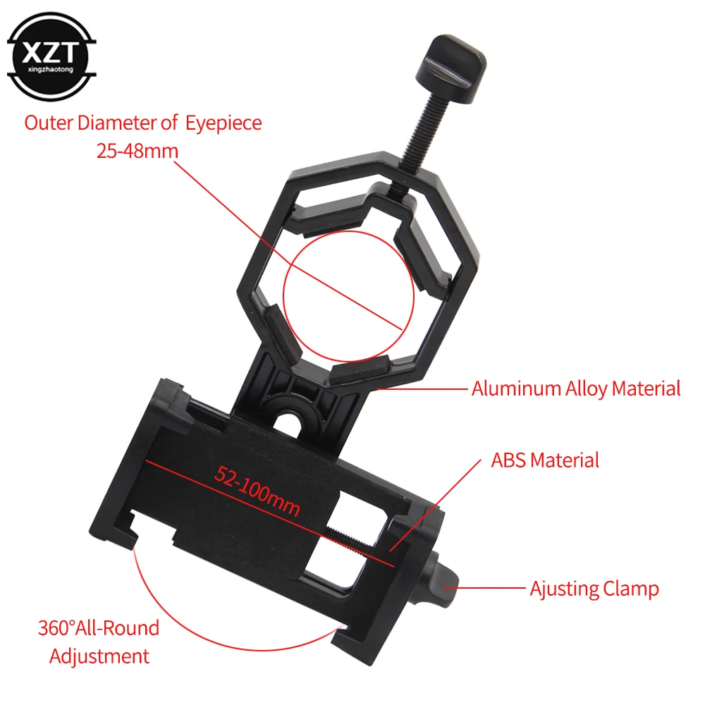 Universal Cell Phone Adapter Clip Mount Binocular Monocular Spotting Scope Telescope Phone Holder Support Eyepiece - 4