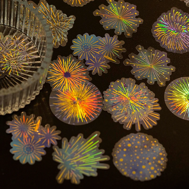 

TIANZI 20 PCS Fireworks Bloom Stickers Aesthetic Journal notebook junk journal supplies Diy Scrapbooking Stationery Sticker