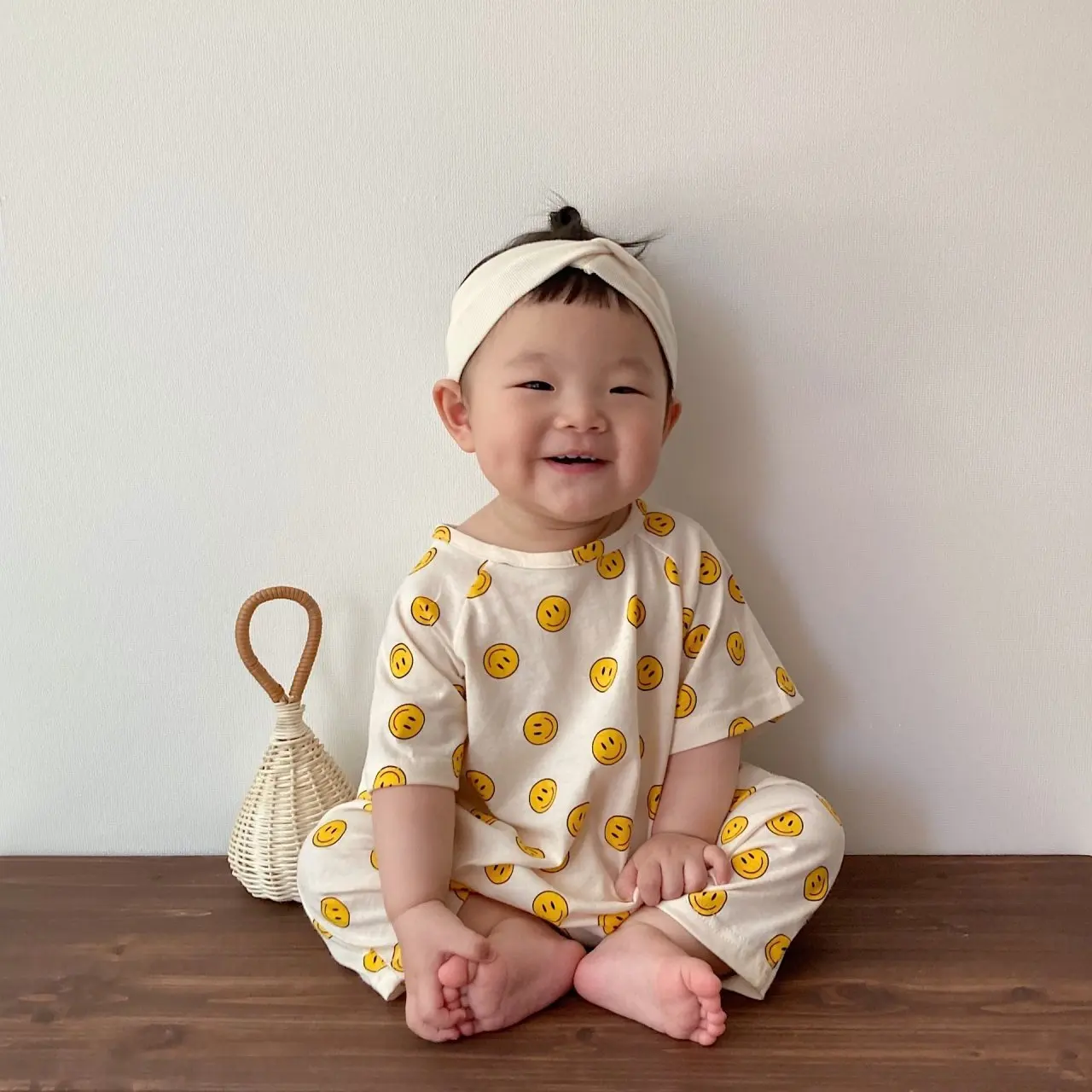 2022 Summer New Baby Short Sleeve Romper Newborn Infant Cute Smiley Print Jumpsuit Toddler Boy Girl Casual Cartoon Clothes 0-24M customised baby bodysuits