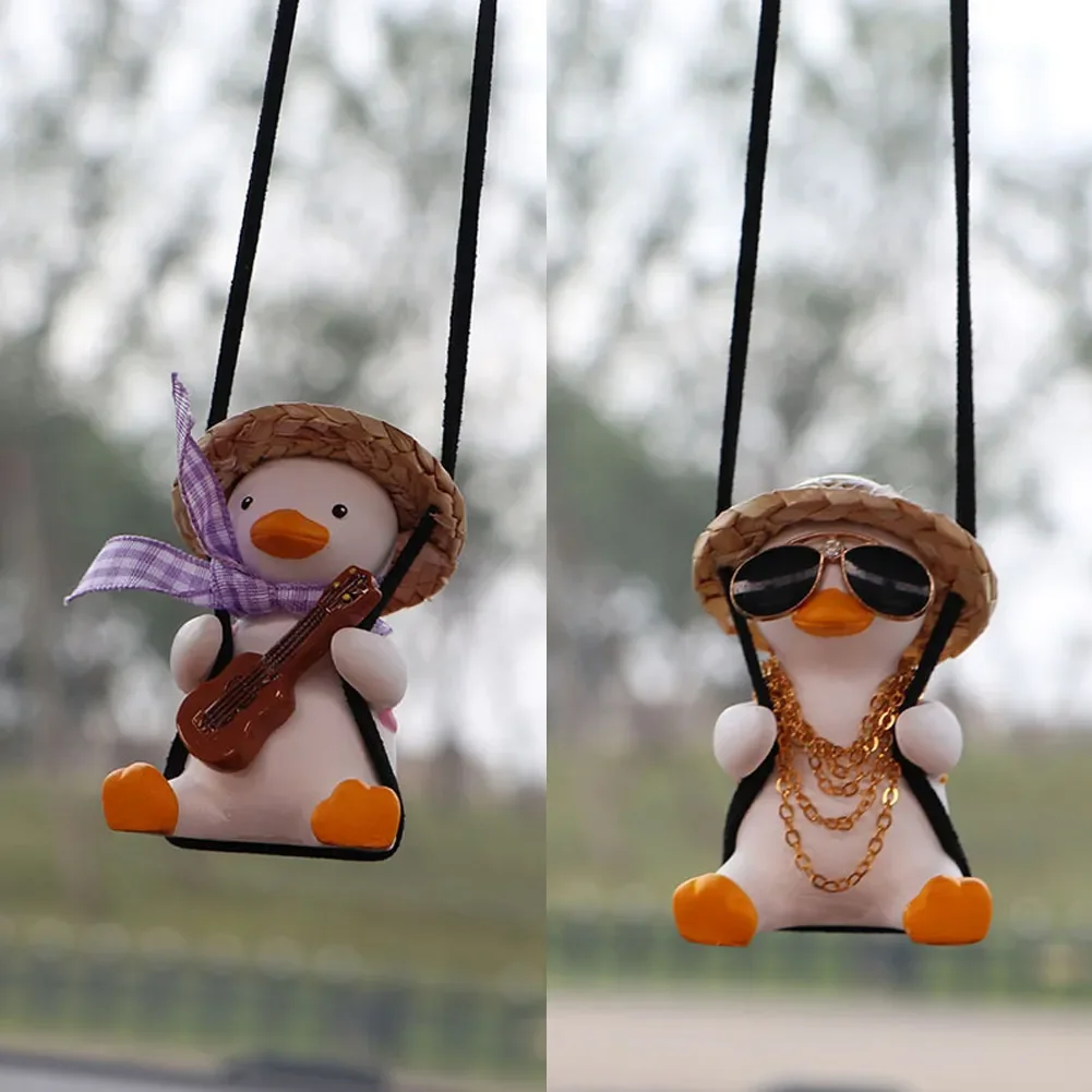 Car Decoration Accessories Car Pendant Car Figurine Ornament Car Pendant Cute Anime Little Duck Swing Auto Rearview Mirror Hanging Ornaments Interior Decoraction Accessories Girls Gifts