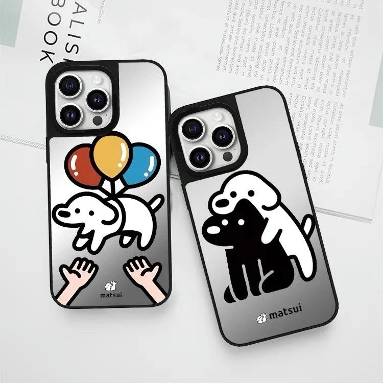 

Cute Dog Friend Mirror Surface MagSafe Phone Case Cover for iPhone 11 12 13 14 15 Pro Max Case for iPhone 15 Pro Max