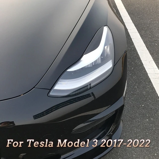 Auto Scheinwerfer Augenbraue für Tesla Model 3 (Carbon Fiber Black)