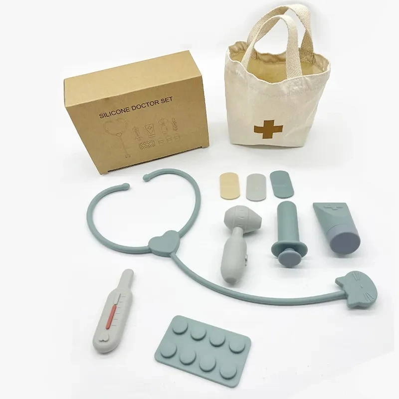 Doctor Toys Pretend Silicone Play Doctor Kit Food Grade Safety Nurse Set for Girls Boys Toddler Games Learning Toy 3