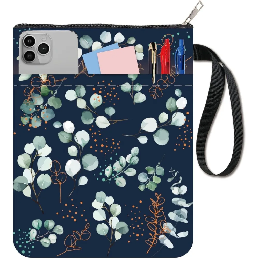 1pc Leaf Book Covers Plant Book Protector Sleeve for Paperbacks Washable Fabric Cloth Cover with Zipper and Extra