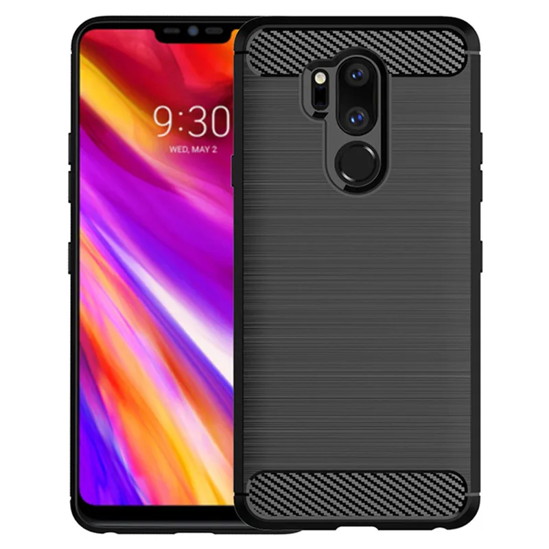 Durable Shockproof Silicone Carbon Fiber Phone Case with Brushed Texture