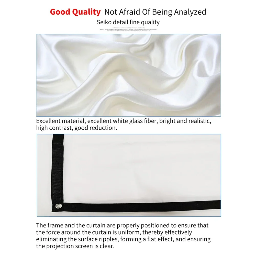 1/2Pcs 16:9 Simple Projector Curtain Portable HD Display Projection Screen 60 72 84 100 120 150 inch Metal Reflective Cloth  ﻿