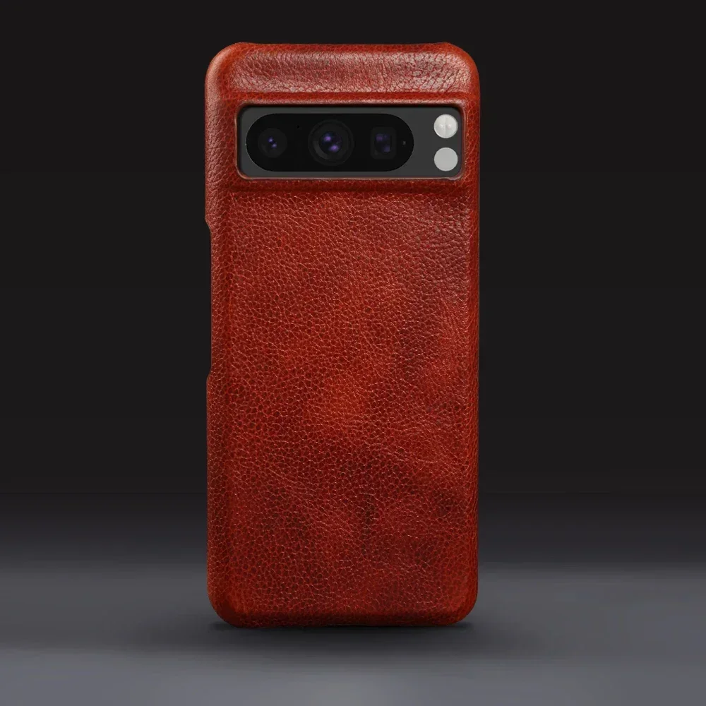 Premium Cowhide Leather Phone Cover - Durable Back Shell Protection