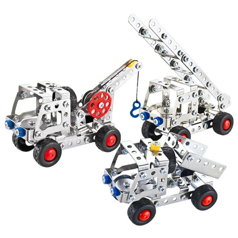 Metal Assembly Engineering Vehicle Simulation Screw Nut DIY Alloy Building Block Car Model Children's Toys For Boys