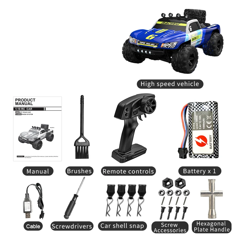 KF19 RC CAR Off-road High-speed Car 1/18 Remote Control All Terrain Crawler Climbing Remote Control Car Boy Children's Toy