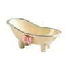 1Pc Cute Plastic Bathroom Soap Dish - Bowknot Design Soap Holder with Creative Drainage - Bathroom Accessories Tray 4