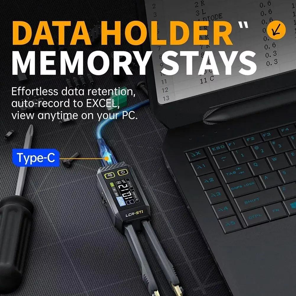 Mini Smart Tweezer LCR SMD ESR Tester Resistance Capacitance Inductance Continuity Diode Test Measurement Tools