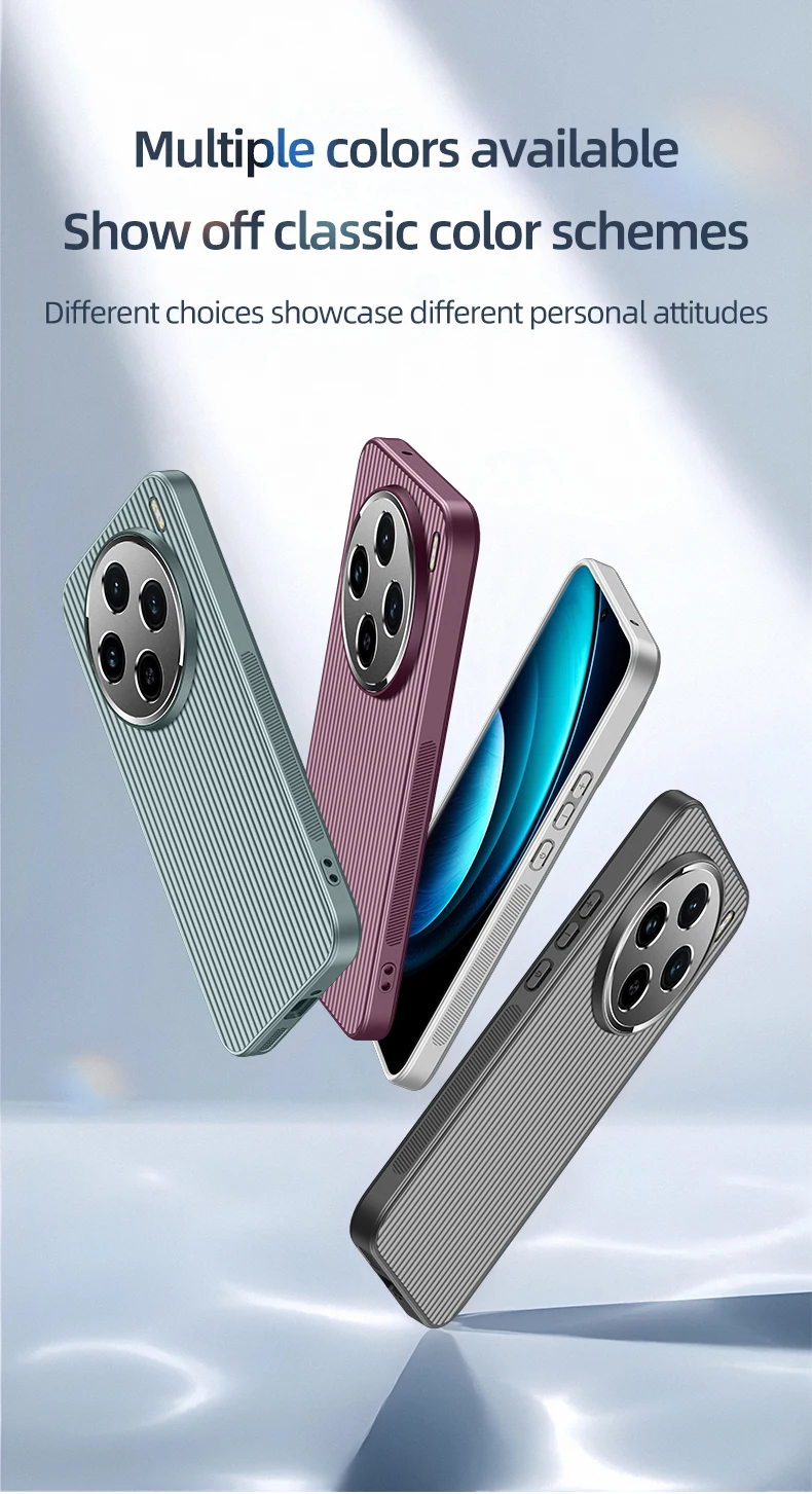 Coque de téléphone pour vivo iQOO 12 11 Neo9 X100 S18 Pro, coque en métal à rayures 3D, protection de l'appareil photo, coque souple mate, anti-chute, antidérapante_voghion.com