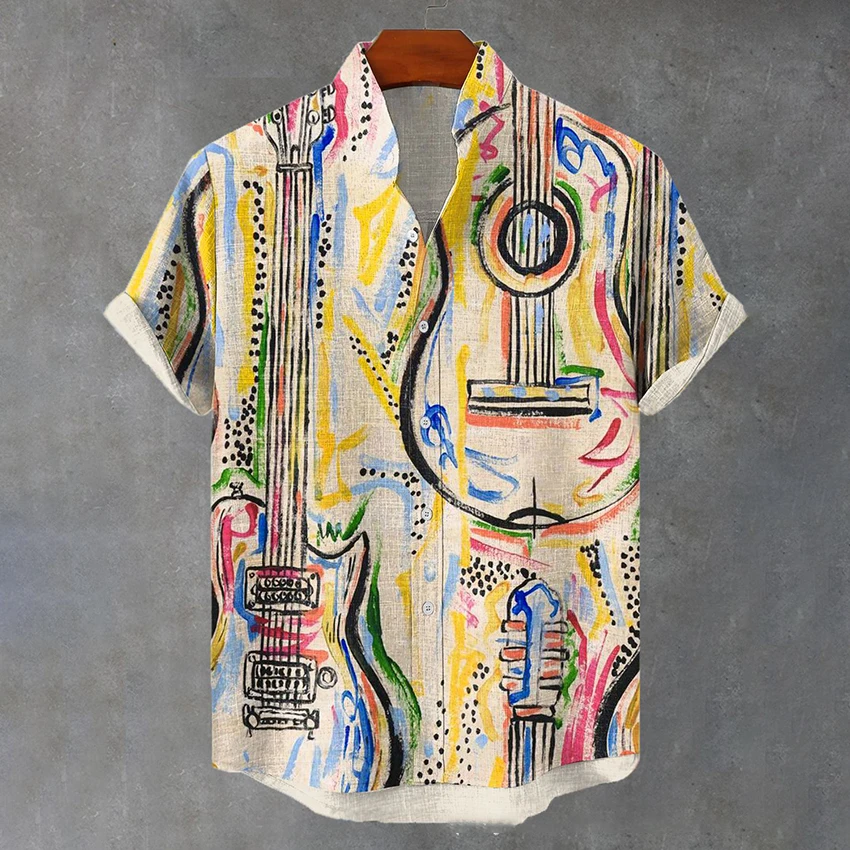 

2024 New Men's Summer 3D Trendy Top Outer Print Short Sleeve Casual Shirt Summer Color