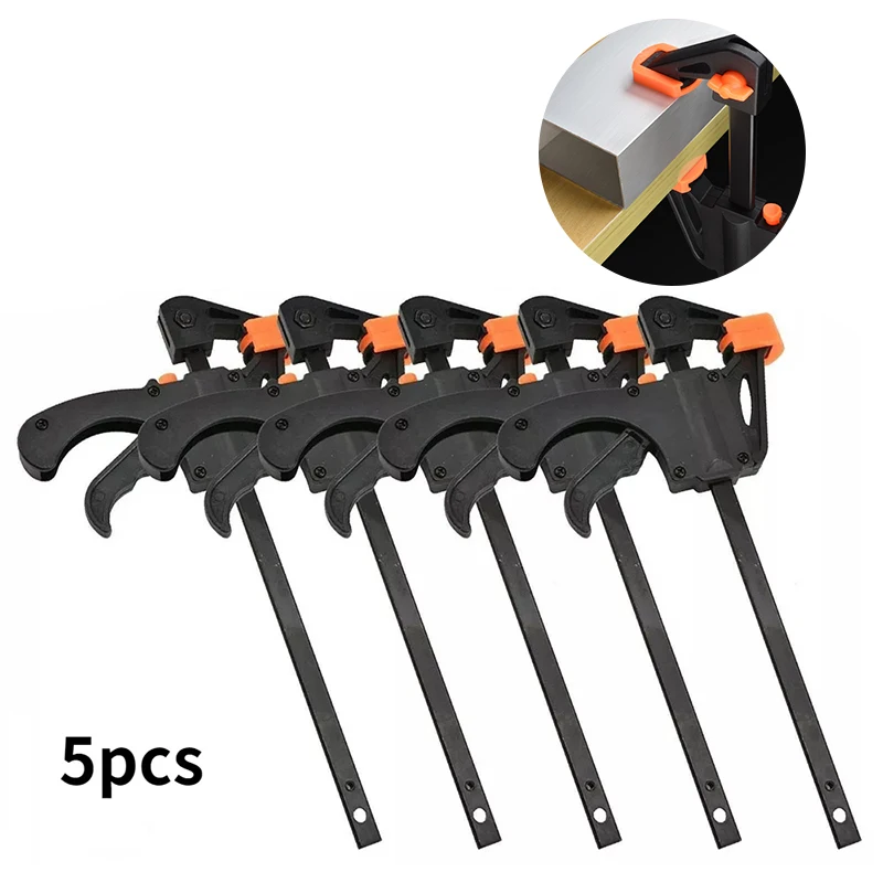 

5pcs Woodworking Work Bar Mini 4inch F Clamp Clip Set Hard Quick Ratchet Release Clip Carpentry Hand Tool Gadget Protable