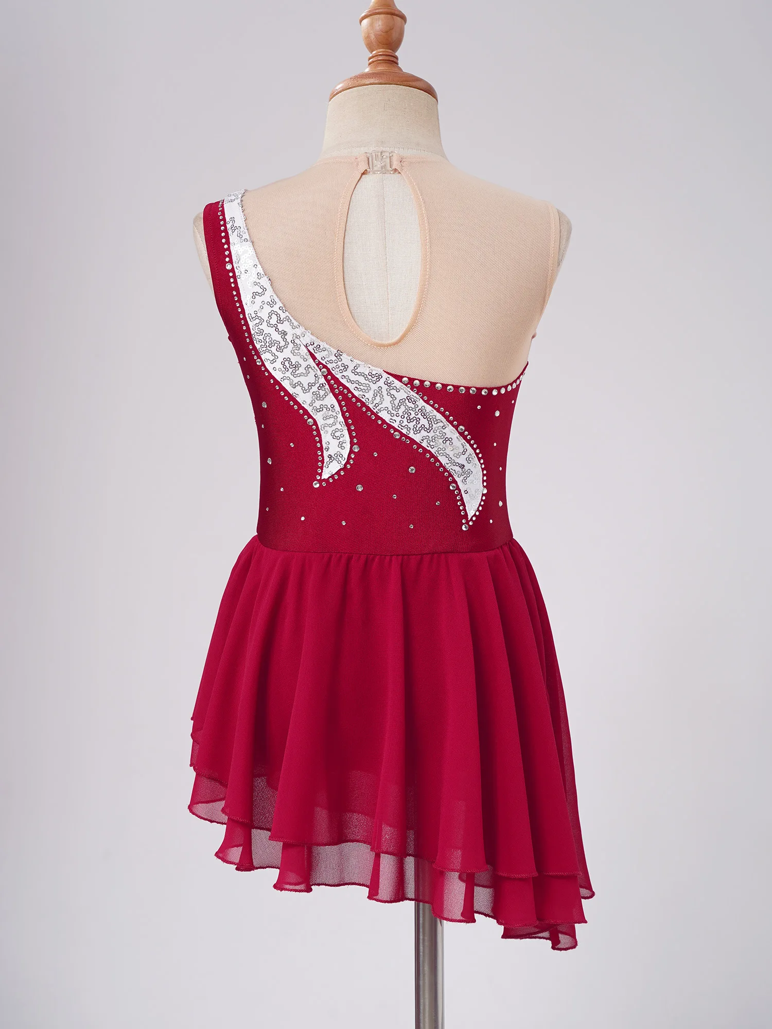 Oyolan Femme Robe Danse Classique Sans Manches Mousseline De Soie Justaucorps Gymnastique Asymétrique Robe Danseuse Tenue Patinage Dancewear Blanc XS