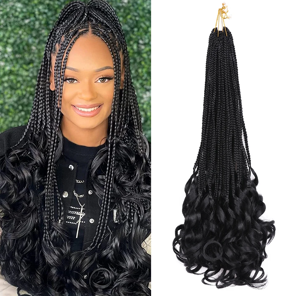 

24Inch French Curl Braiding Hair Black Ginger Braiding Hair Crochet Braids Goddess Box Braids Crochet Hair Pre Looped