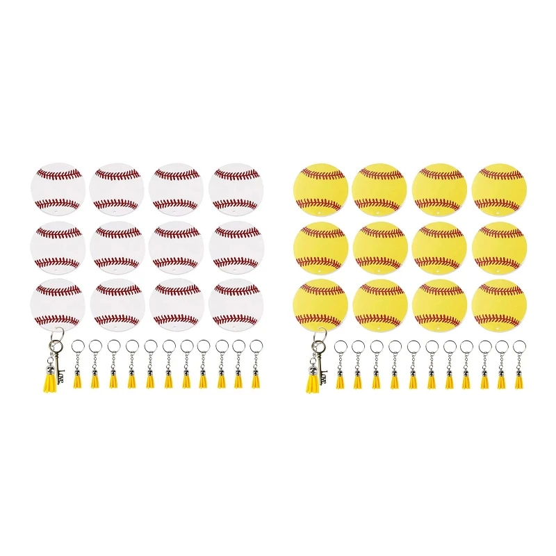 

Fast Reach Round-shaped Acrylic Baseball Blank Tassels for Key Rings for Sport Party Decora