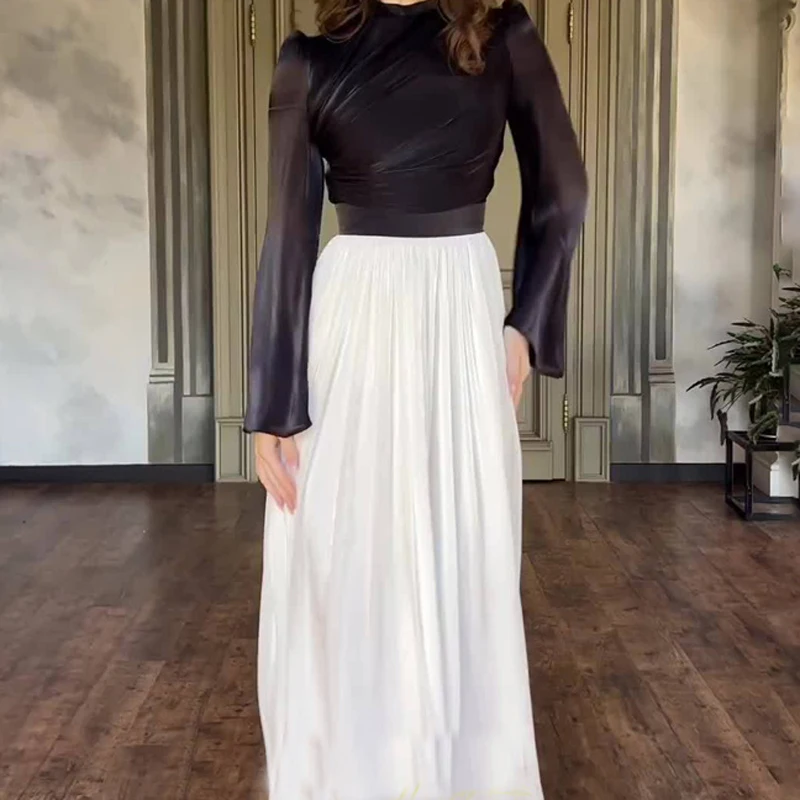Elegante vestido plisado para mujer, de malla con retazos, vendaje, capas, ajustado, de calle, transparente, en contraste, nuevo vestido largo de otoño