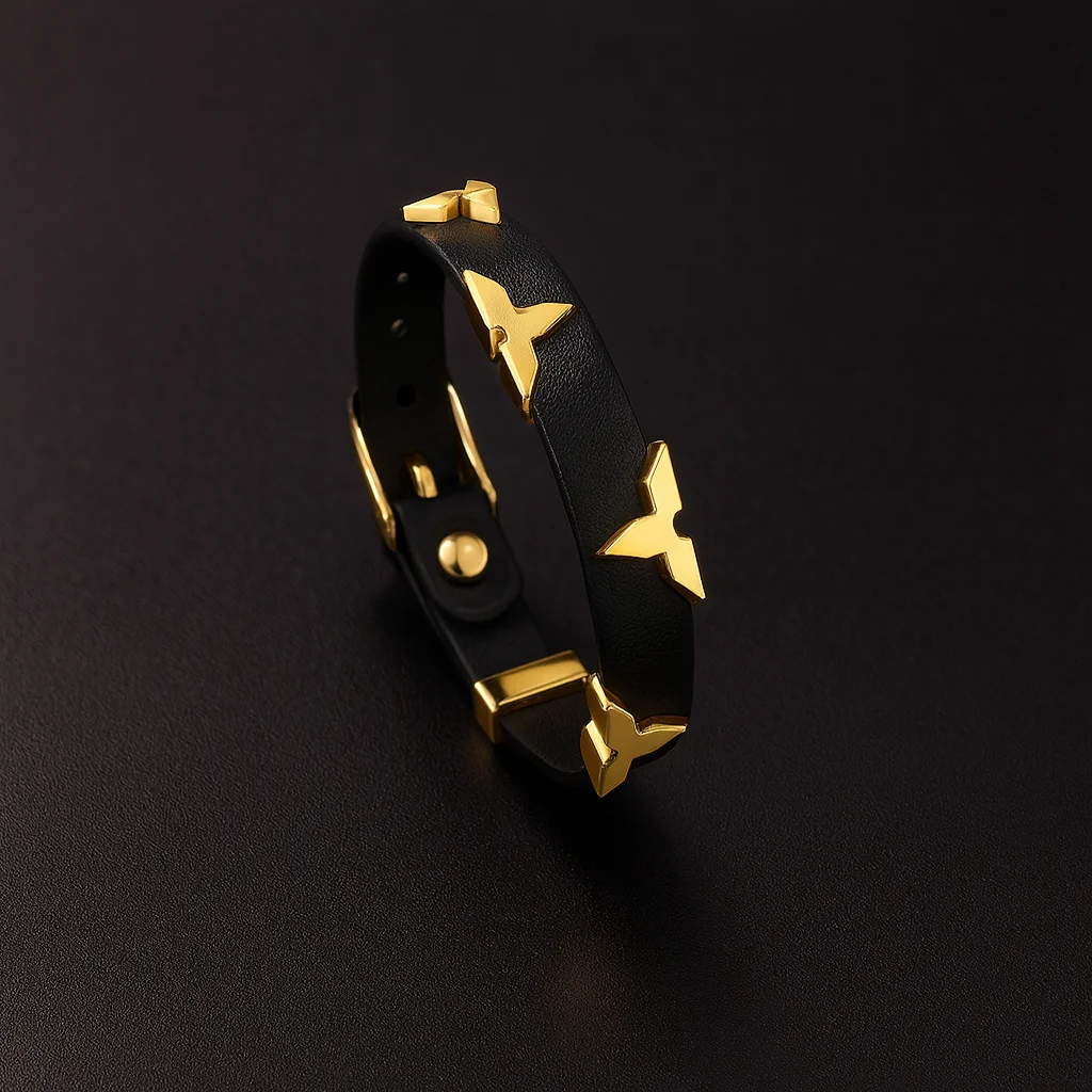 Fashion Leather Bracelet for Women Men with Gold Tone Butterfly Studs Adjustable Wristband 6 Colors Available Trendy Gift