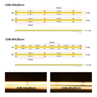 UL Listed COB LED Strip Light 320 480 LEDs/m 16.4ft High Density Flexible Tape Ribbon 3000-6500K RA90 Led Lights DC12V 24V 5