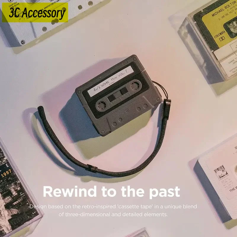 Cassette Tape Case Compatible For New AirPod Pro Case 3D Luxury Silicone Case with lanyard For AirPods Pro 2 3 Soft Case Cover