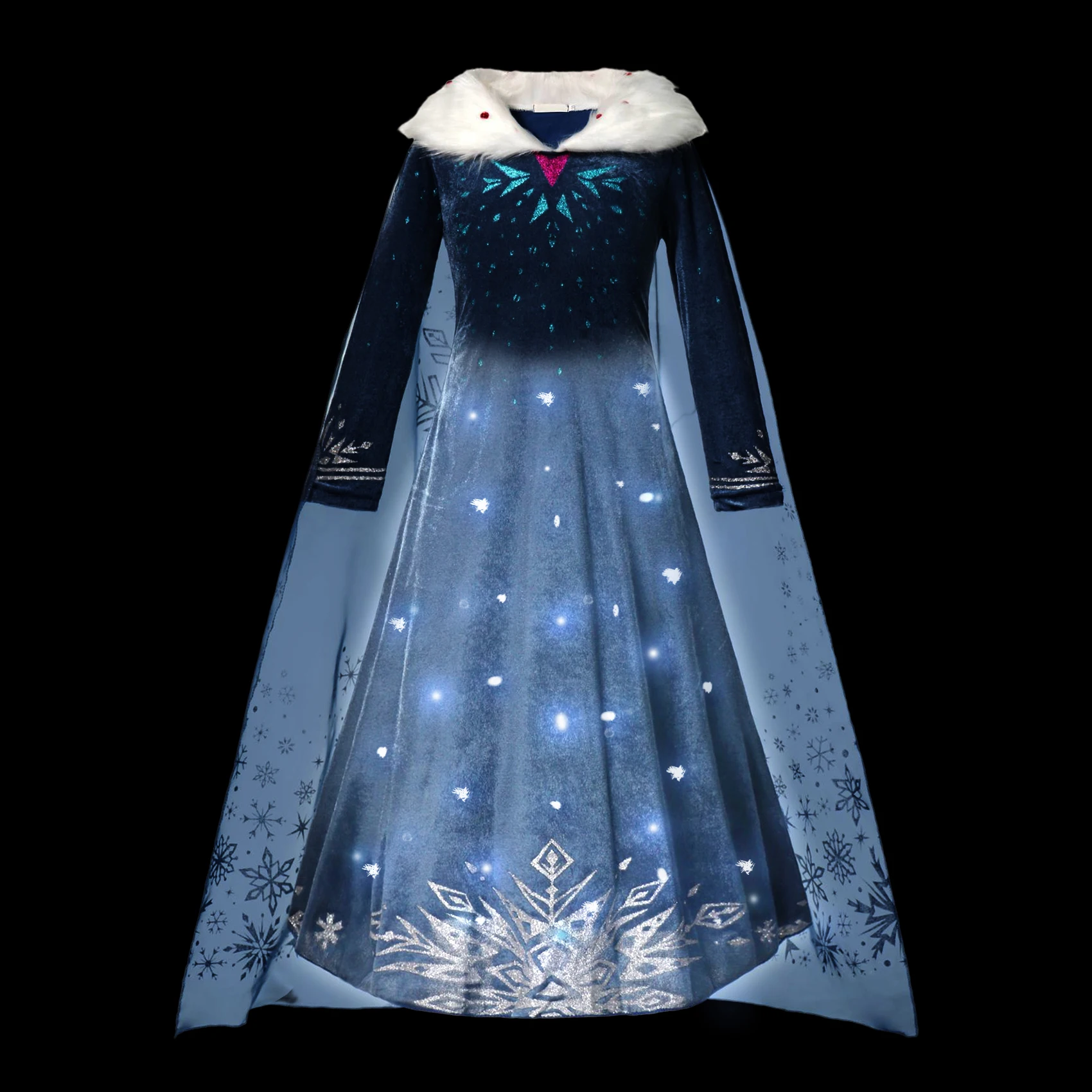 thumbnail image 1 of Frozen Girls Elsa Anna LED Light Up Princess Dress for Kids Cosplay Party Clothes Mermaid Rapunzel Snow White Carnival Prom Gown, 1 of 5