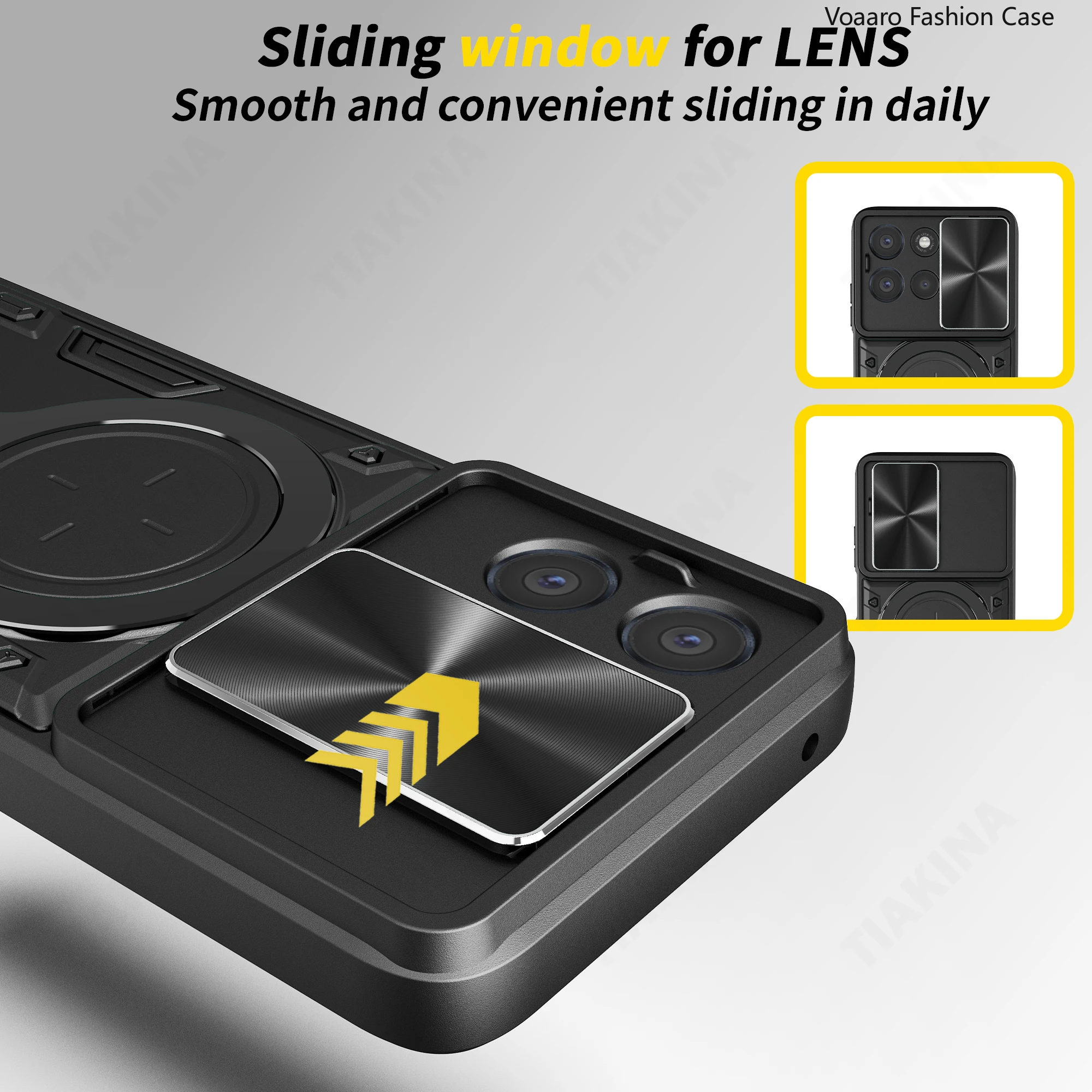 Rotating Lens Armor Case with Magnetic Ring Stand