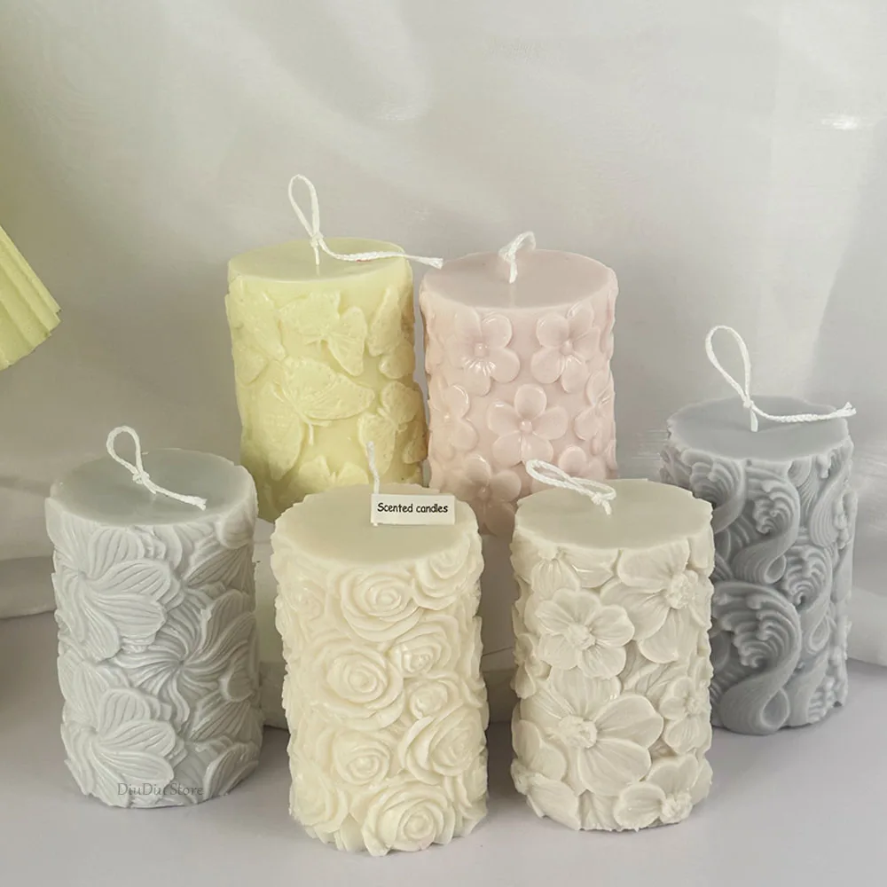 Moule à Bougie En Silicone Colonne Papillon Fleur, Bricolage, Vagues, Savon, Résine, Plâtre, Outil De Fabrication, Moule à Chocolat Géométrique, Décoration De Maison, Cadeau