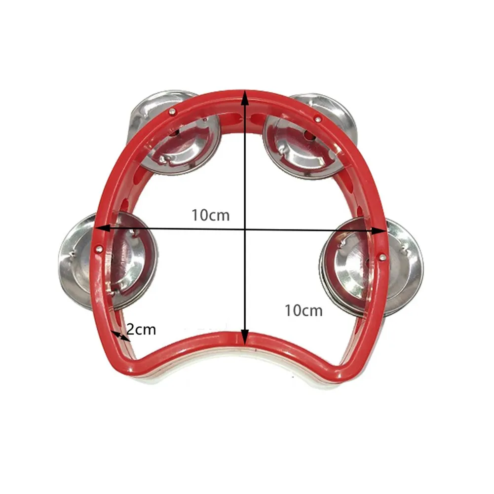 

High Quality Hand Held Tambourine Metal Bells Musical InstrumentToy Percussion Diameter 10cm High 10cm Plastic Rattle