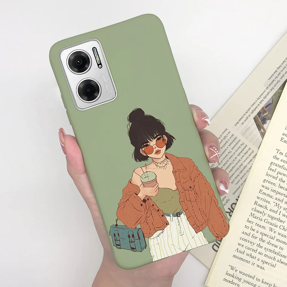 Heart Girl Silicone Matte Shockproof Phone Cover for Xiaomi Redmi Note 11 Series
