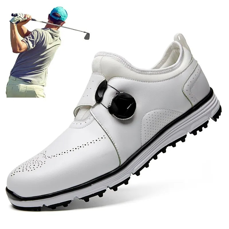 GolfShoesforMenWaterproofNonslipGolferShoesLuxuryKnobQuick