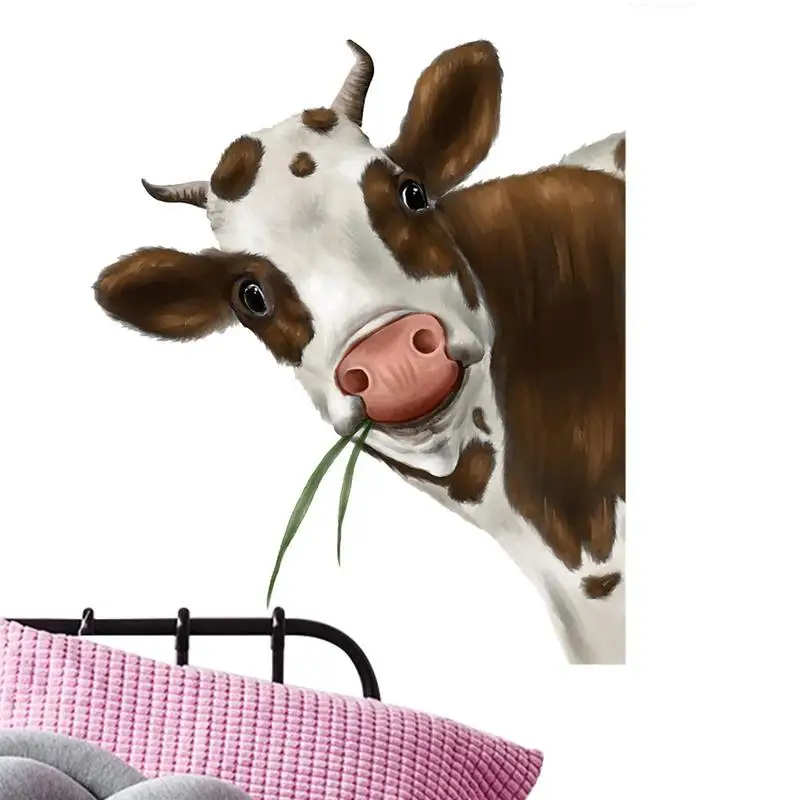 

Реалистичная Наклейка на окно с изображением милой коровы, наклейки с принтом коров, тематические наклейки на окна с животными на ферму, наклейка на стену с изображением коровы