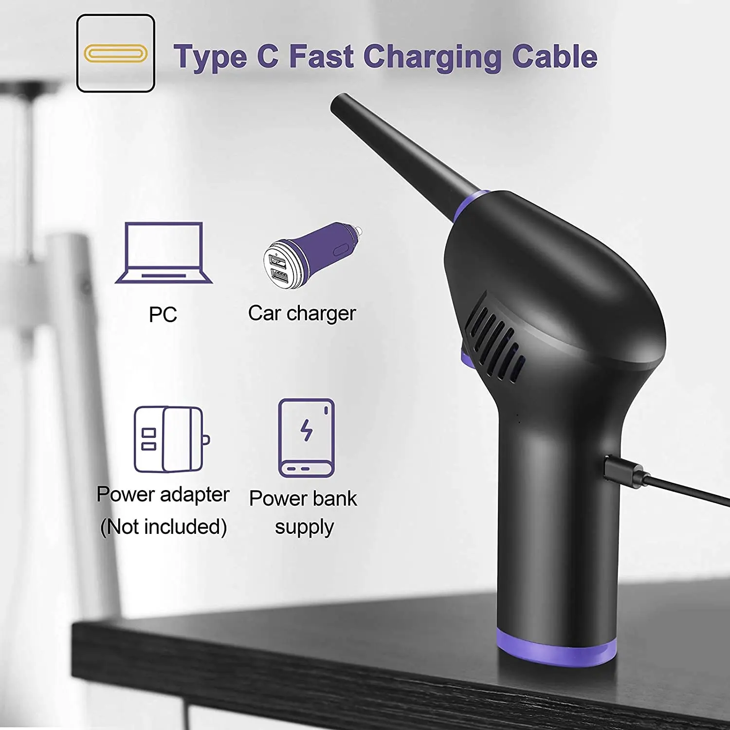 Cordless Air Duster Large Capacity Portable Electric Keyboard Cleaner 15000mAH Rechargeable Compressed Air Cleaner Dust Blower 4