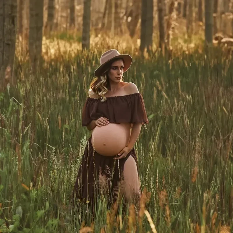 Two Pieces Chiffon Maternity PhotoShoot Outfit Summer Chiffon 2 in 1 Pregnant Woman Clothes