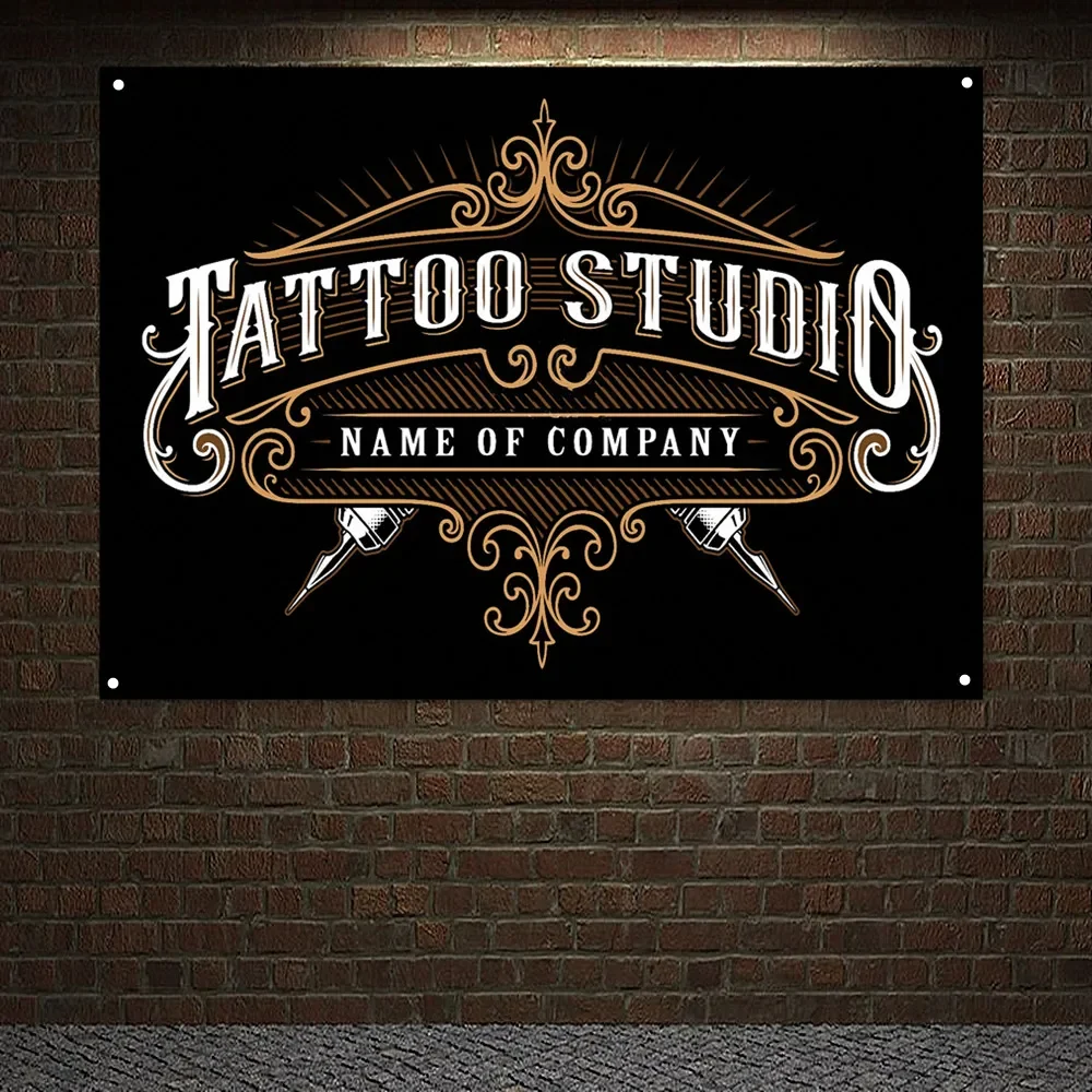 Tattoo Studio Nome Dell'Azienda Personalizzato, Tattoo Lounge Wall Decor Banner Wall Hanging Flag Canvas Painting Art Poster Arazzo