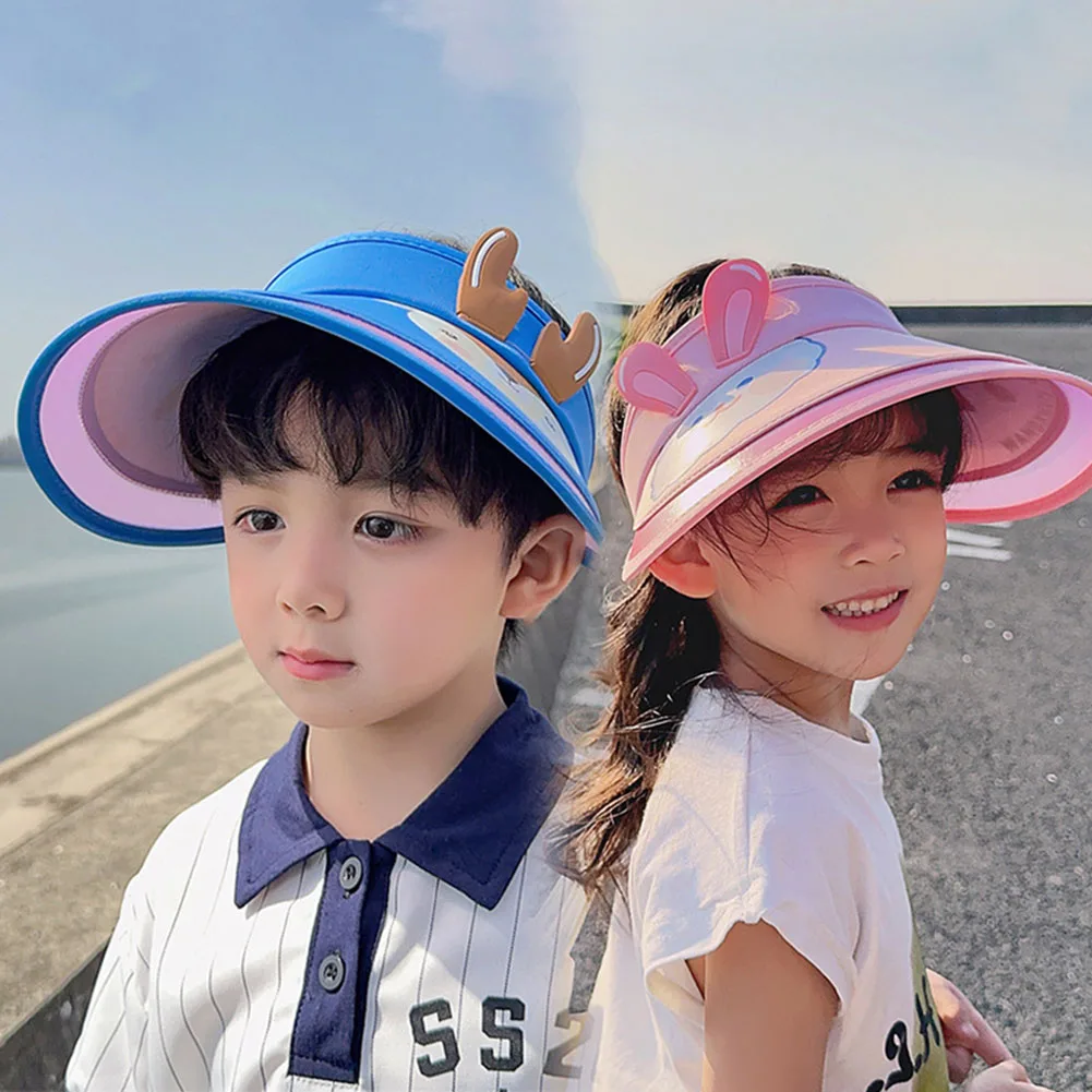 

Kids Summer Fan/Fanless Wide Brim Hat Comfortable Breathable Sun Hat For Picnic Camping Summer Hat Children's Empty Top Hat