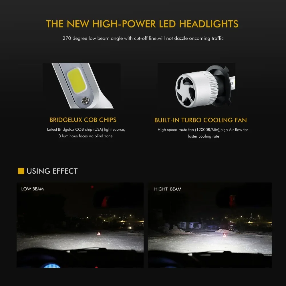 H4 H7 H11 9005 9006 H1 COB Car LED Headlight Bulbs Hi-Lo Beam 72W 8000LM 6500K Auto Led Headlamp Car Light 12v 24v led car lights led lights led bulbs led headlights led car headlights car headlamps hid headlight bulbs