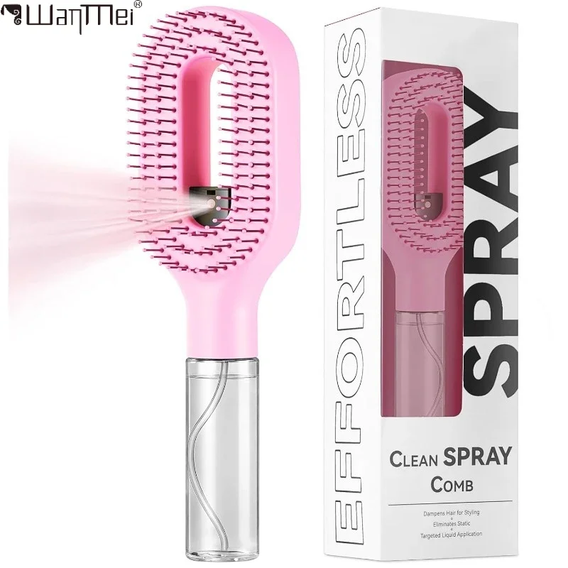 Brosse pulvérisatrice 2-en-1 multifonctionnelle avec vaporisateur d'eau pour démêler et coiffer les cheveux – Peigne de salon pour un volume et un modelage parfait 1