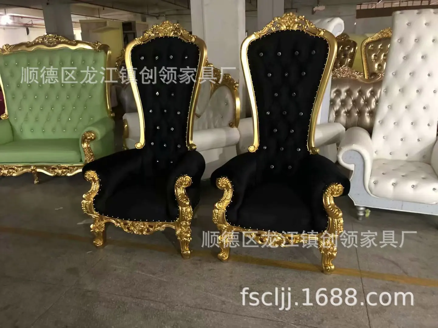 Description Picture 6 of itemEuropean high back chair solid wood decorative image chair villa living room hotel club KTV princess chair