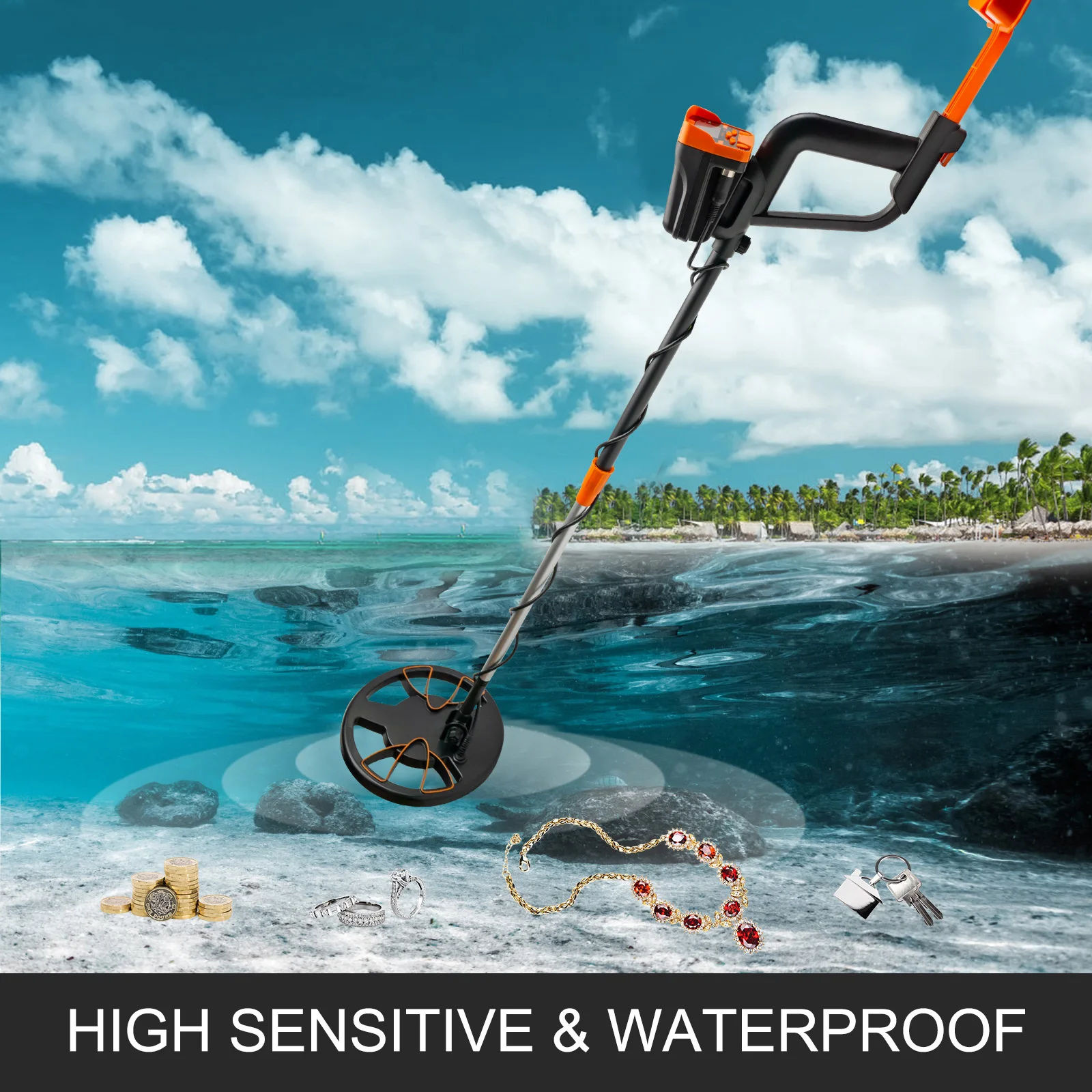 VEVOR Metal Detector Waterproof Disc Underwater Underground High Accuracy Sensitive LCD Display Humanity for Adults and Children 3