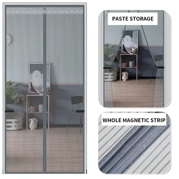 Magic Mesh Magnetic Mosquito Screen Door Net Curtain with Magnets Reinforced Polyester Mesh Dustproof & Insect Proof 1