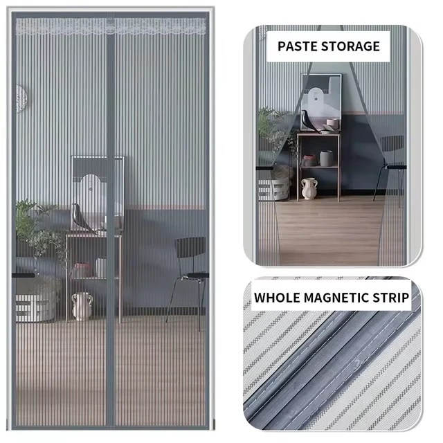 Magic Mesh Magnetic Mosquito Screen Door Net Curtain with Magnets Reinforced Polyester Mesh Dustproof & Insect Proof 1